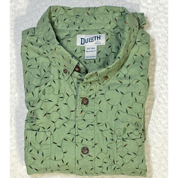 Diluth Trading Company Men XXL Tall Relaxed Fit Christmas Lights Flannel Shirt - Picture 7 of 8